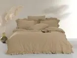 Pościel z bawełny z falbanką Limasso 160x200 Akdeniz Beige w pudełku bez prasowania Beż ciemny